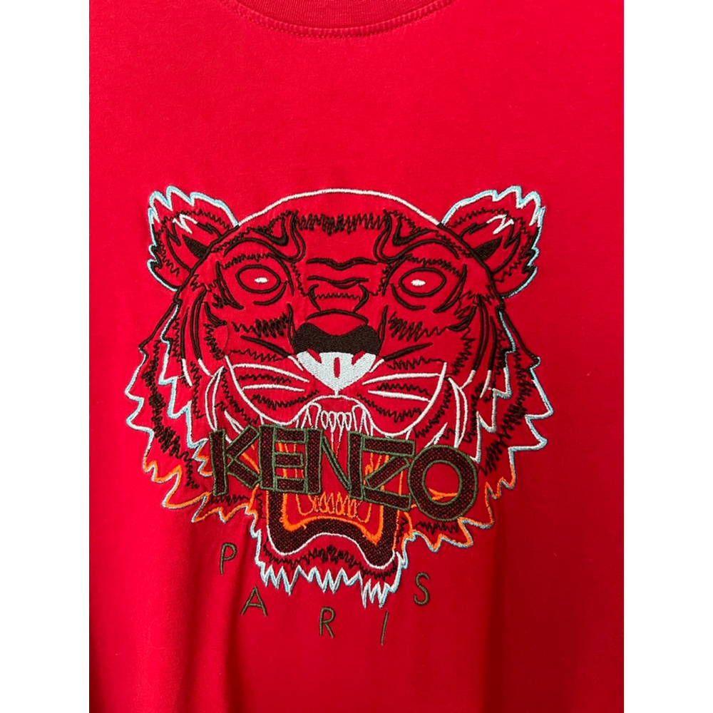 Women's KENZO Red Tiger Embroidered Short Sleeve Tee M